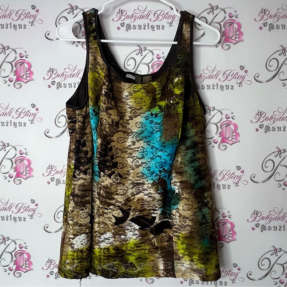 Serenade tank top lace ombré boho floral Multicolor Sleeveless Top